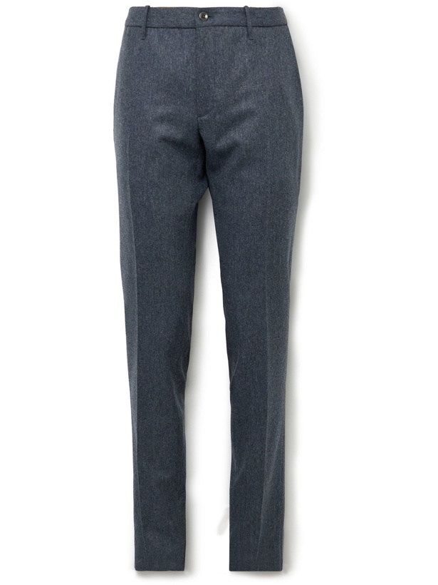 Photo: Incotex - Slim-Fit Virgin Wool-Flannel Trousers - Blue