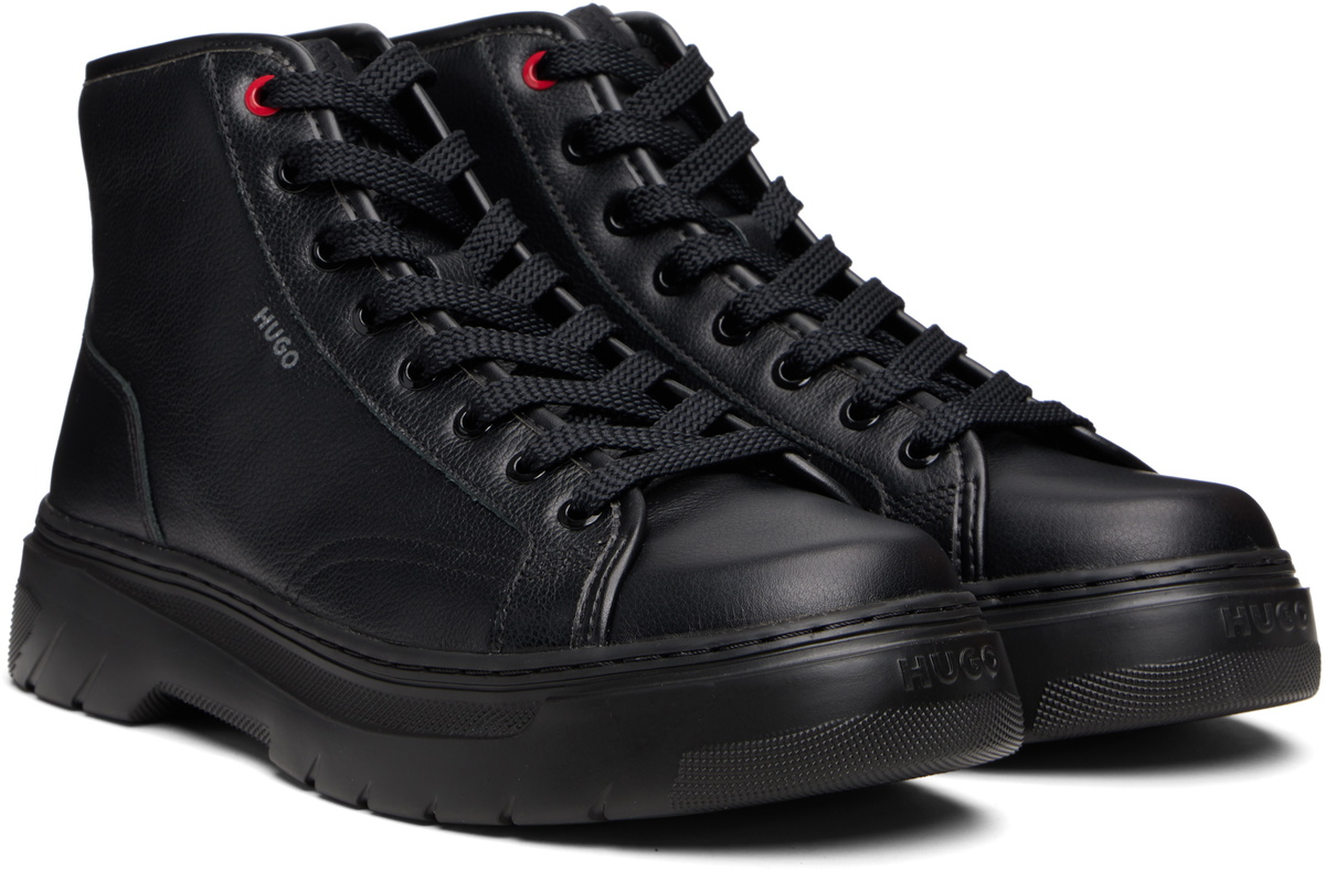 Hugo Boss ハイカットブーツ Hugo Black High-Top Grained Leather Boots Hugo Boss