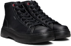 Hugo Black High-Top Grained Leather Boots