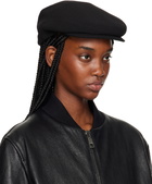 Dolce&Gabbana Black Wool Crepe Flat Cap
