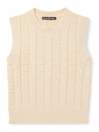 Acne Studios - Kreen Logo-Appliquéd Cable-Knit Cotton-Blend Sweater Vest - Neutrals
