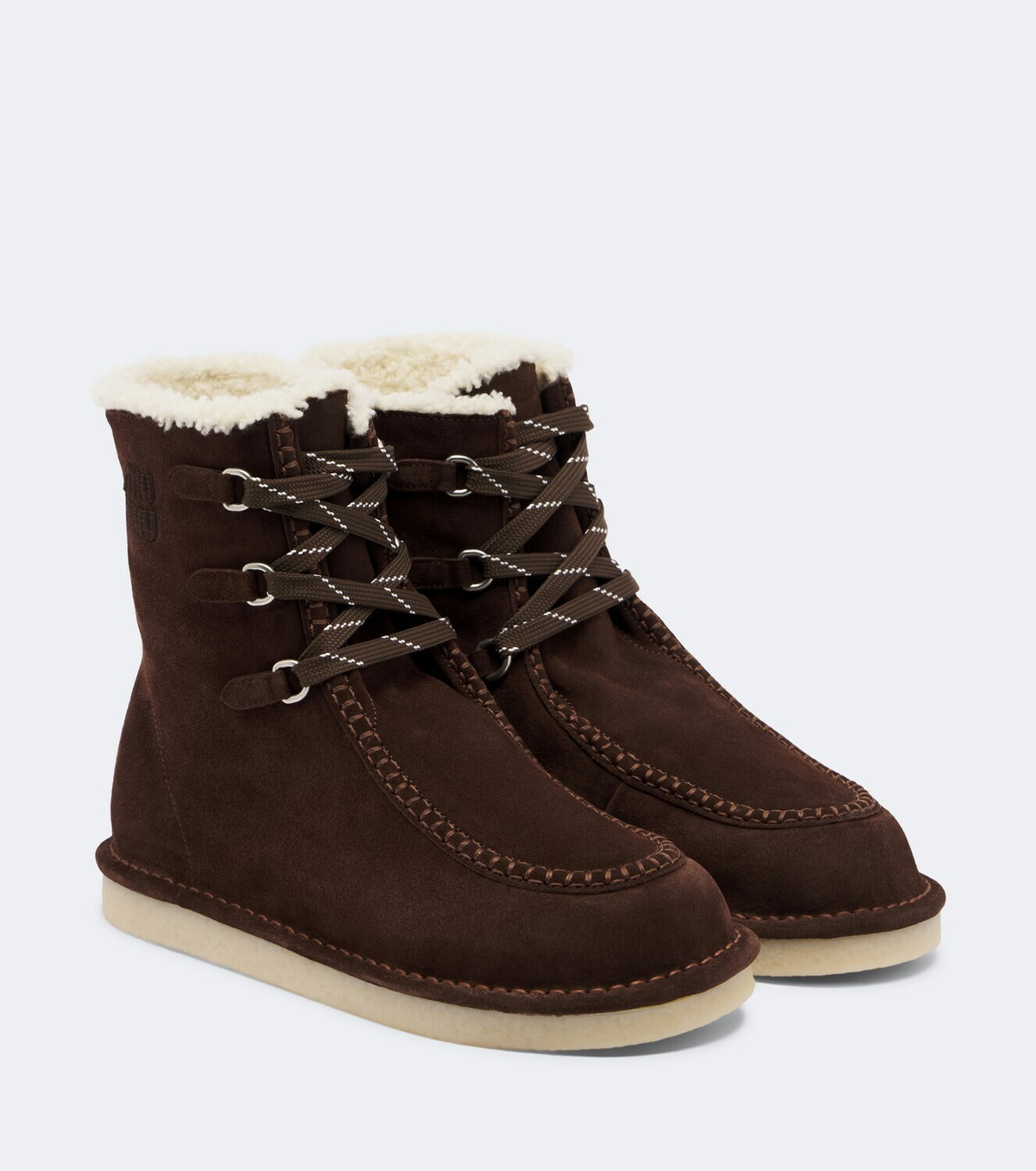 Miu Miu Shearling-lined suede lace-up boots