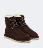 Miu Miu Shearling-lined suede lace-up boots