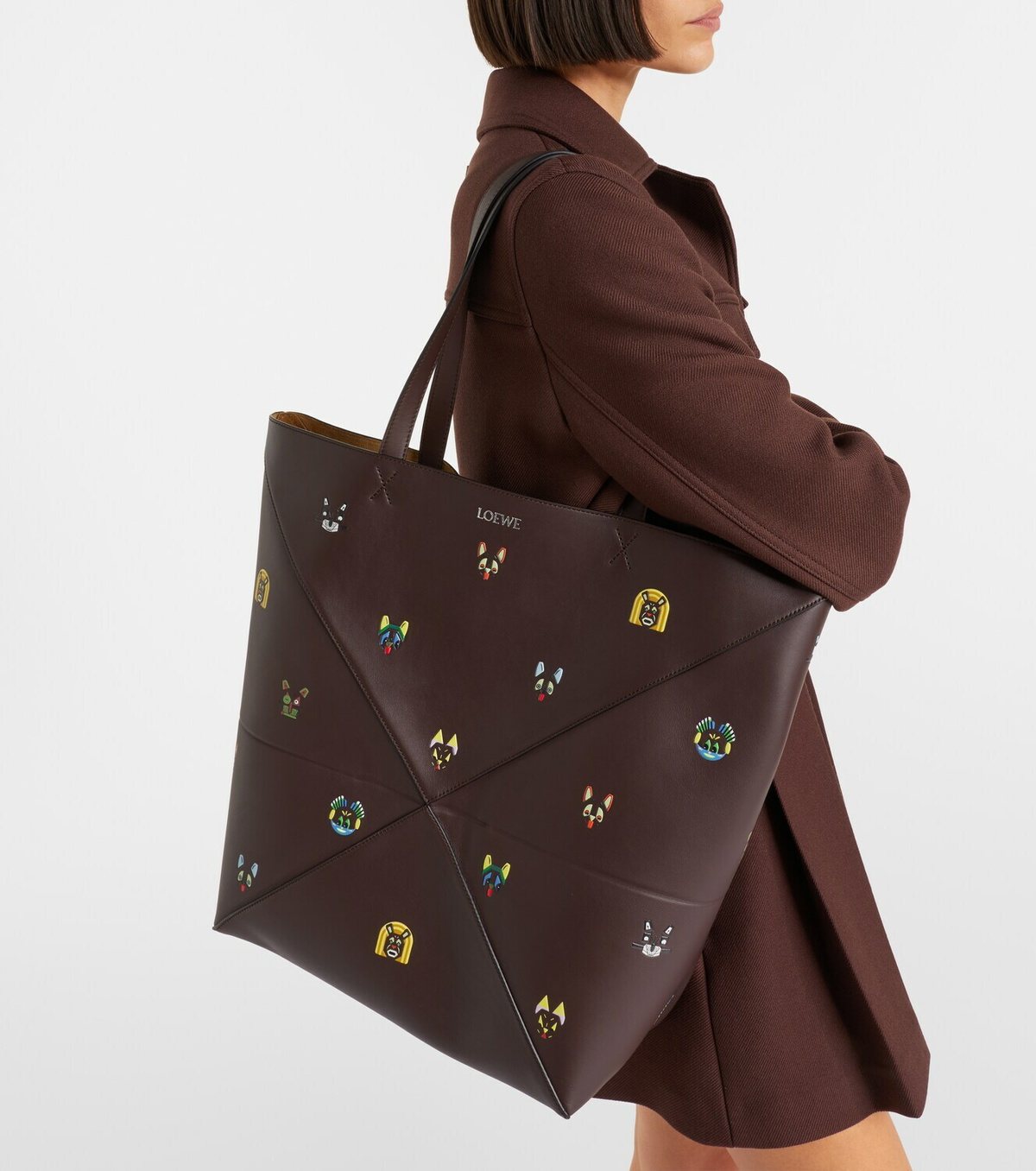 Loewe x Louis Wain Puzzle Fold Cats leather tote bag