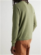 Aspesi - Garment-Dyed Waffle-Knit Cotton Sweatshirt - Green