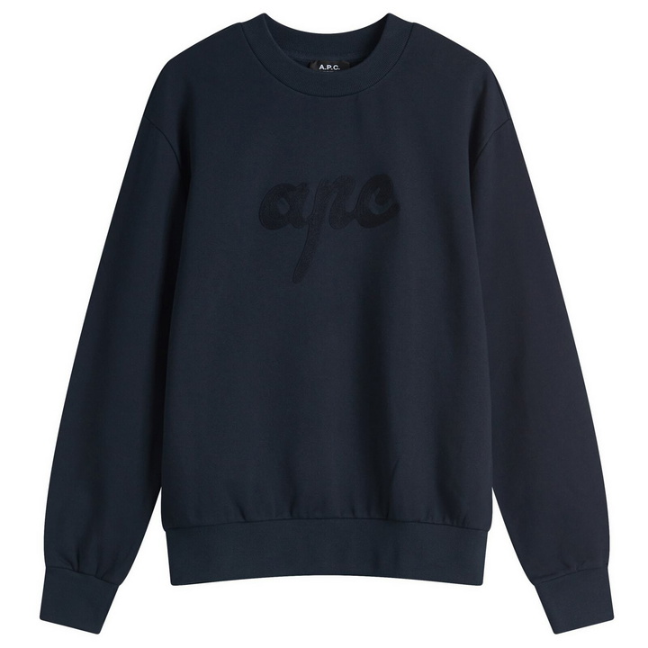 Photo: A.P.C. Women's Ethan Logo Sweatshirt in Dark Navy