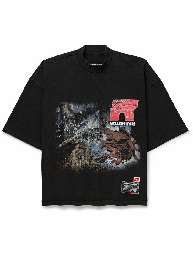 Photo: RRR123 - It Was Written Logo-Print Cotton-Jersey T-Shirt - Black