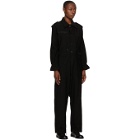 Regulation Yohji Yamamoto Black Wool R-Overall Jumpsuit