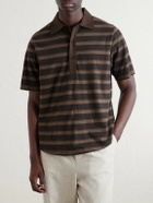 Oliver Spencer - Stanfield Striped Organic Cotton Polo Shirt - Brown