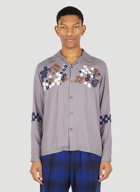 Flower Hand Embroidery Shirt in Grey