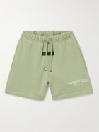 Fear of God Essentials Kids - Logo-Flocked Cotton-Blend Jersey Drawstring Shorts - Green