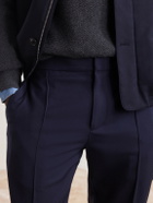 Zegna - Tapered Pleated Wool-Canvas Trousers - Blue