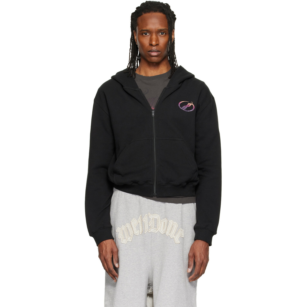 Gosha Rubchinskiy Navy and Grey Combo Hoodie Gosha Rubchinskiy