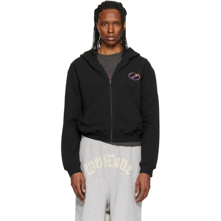 Photo: We11done Black Gradient Logo Zip-Up Hoodie