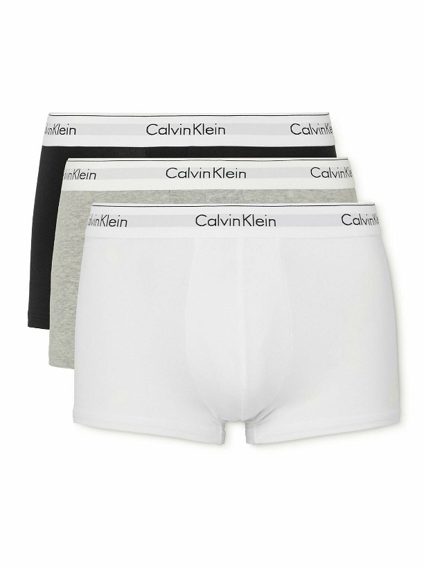 Photo: Calvin Klein Underwear - Three-Pack Modern Stretch-Cotton Boxer Briefs - Multi