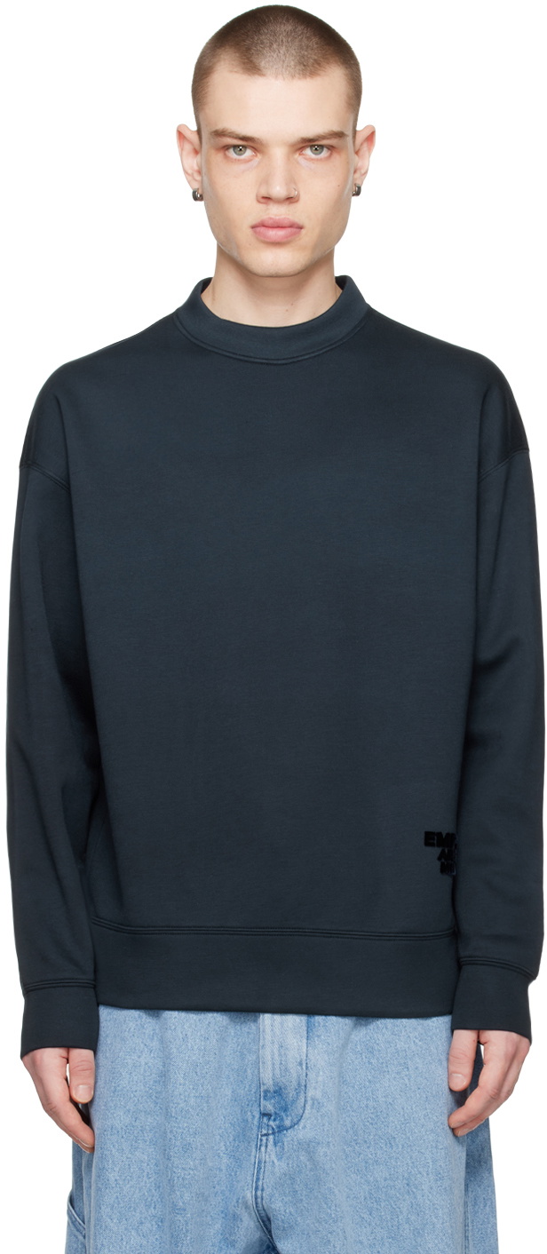 Emporio Armani Navy Flocked Sweatshirt
