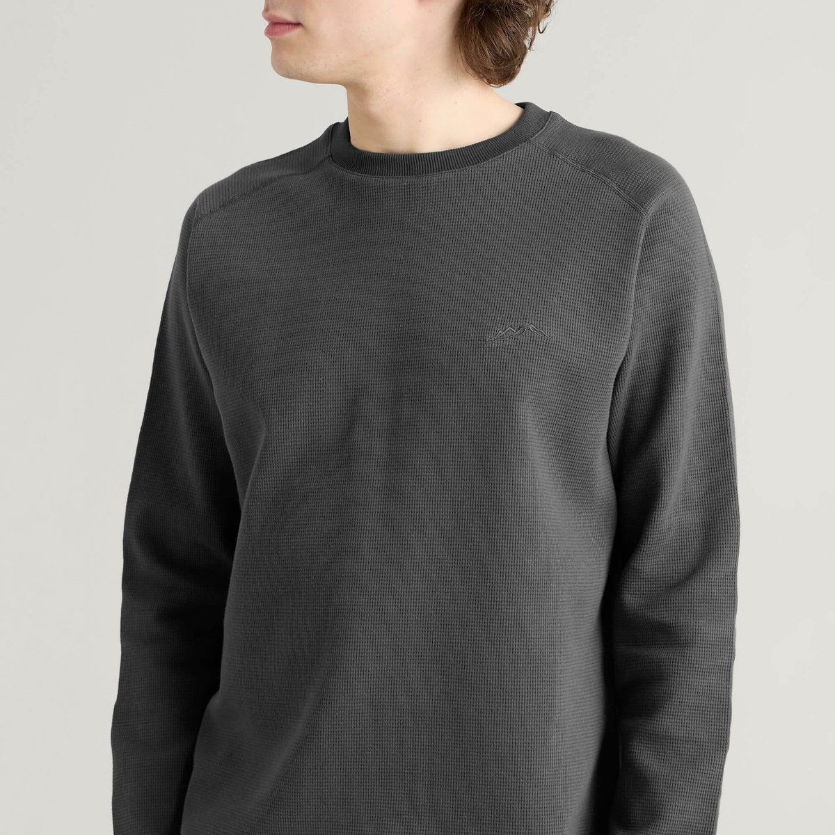 Mellow Clo Men's Everyday Waffle Longsleeve Top in Onyx Grey