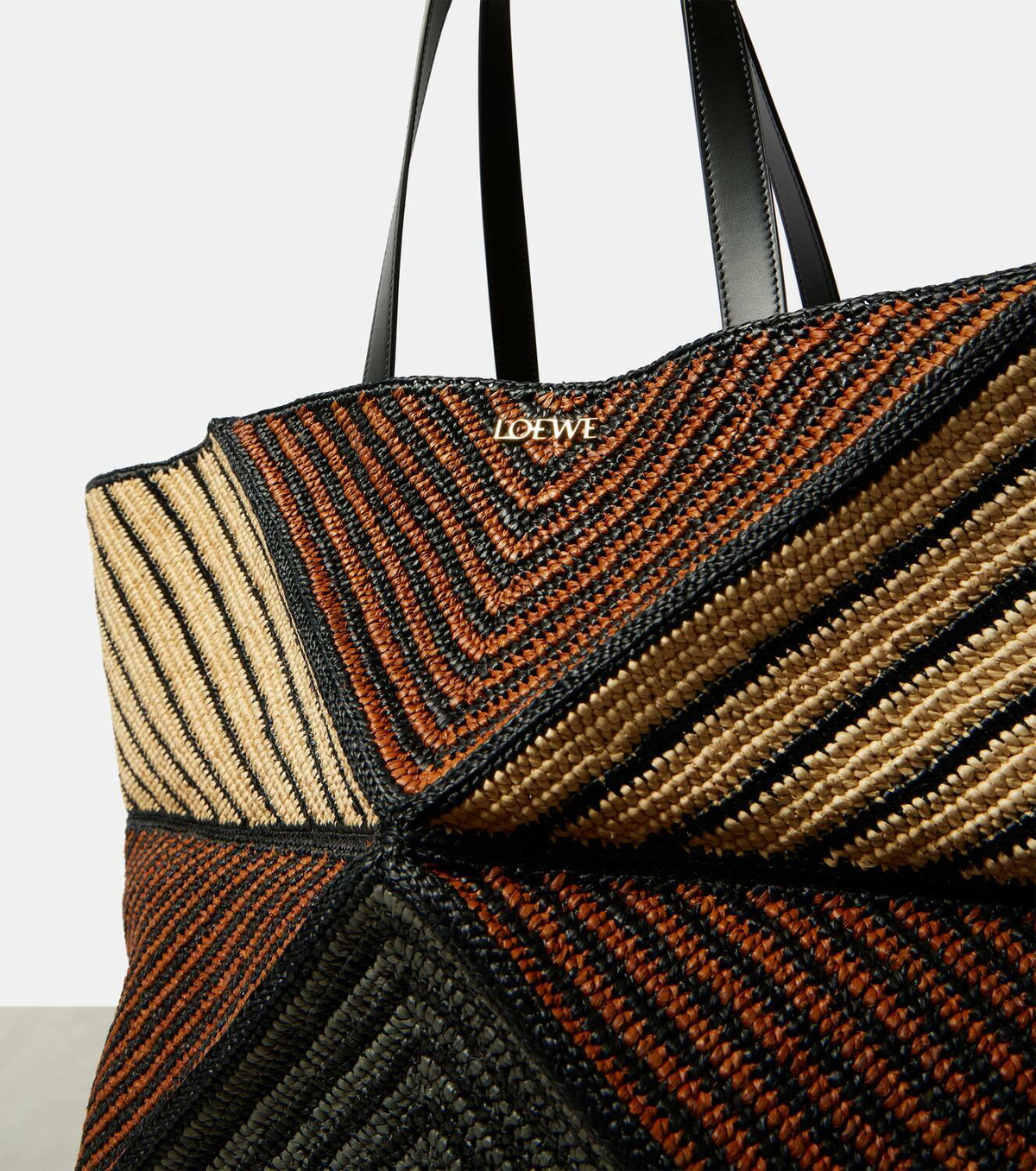 Loewe Puzzle Fold XXL raffia tote bag Loewe