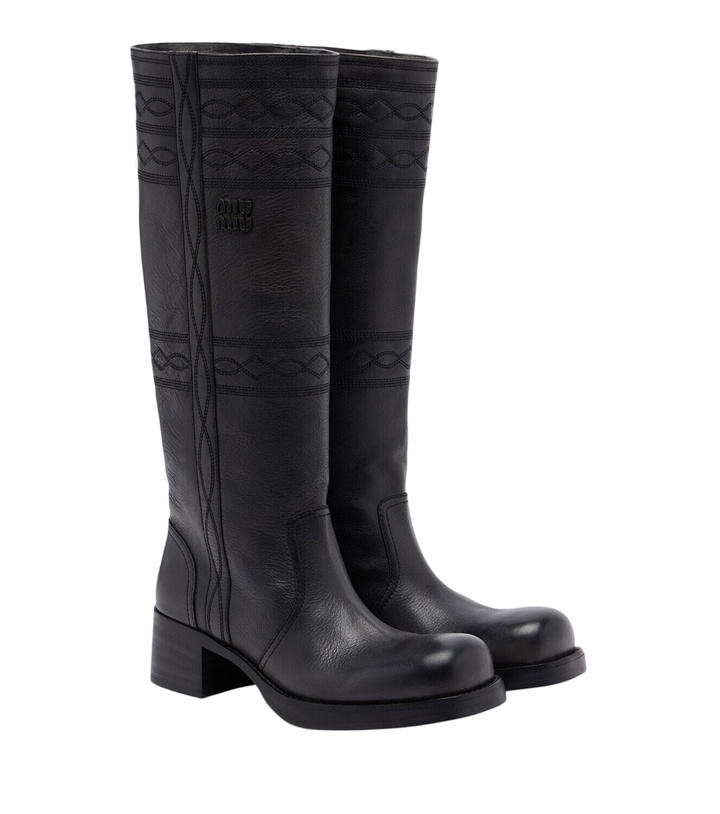 Photo: Miu Miu Embroidered leather knee-high boots