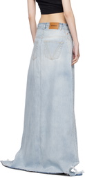 VETEMENTS Blue Destroyed Denim Maxi Skirt