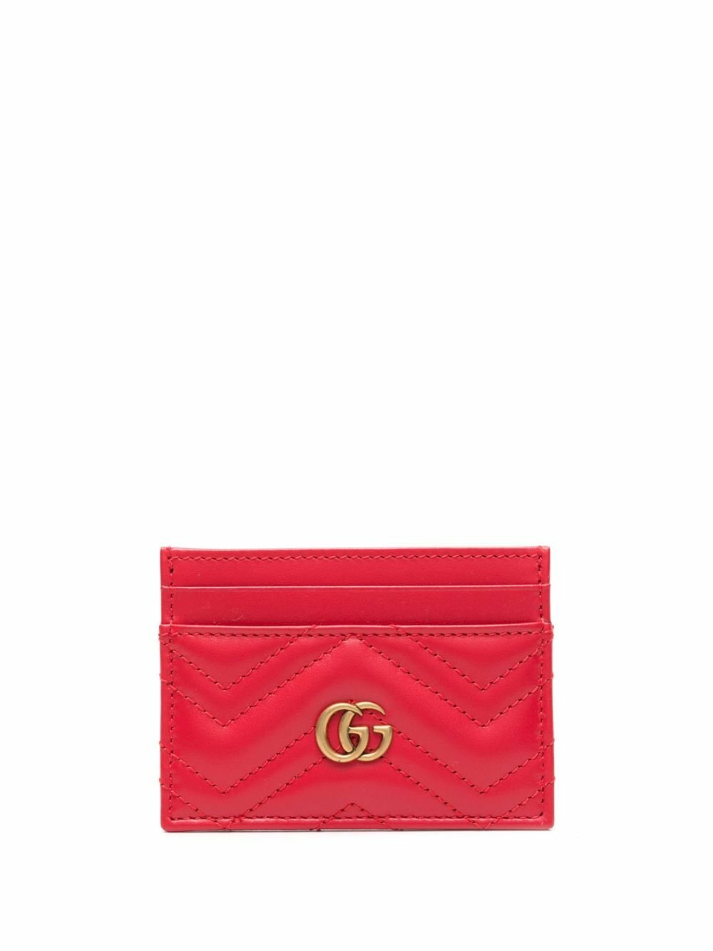 VIP【関税送料無料】希少 GUCCI RED LEATHER CARD HOLDER Card case with Gucci script in Rosso Ancora red leather