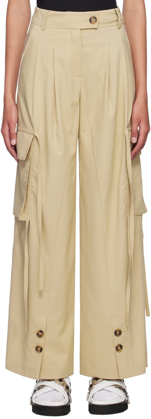 J KOO Beige Pocket Trousers