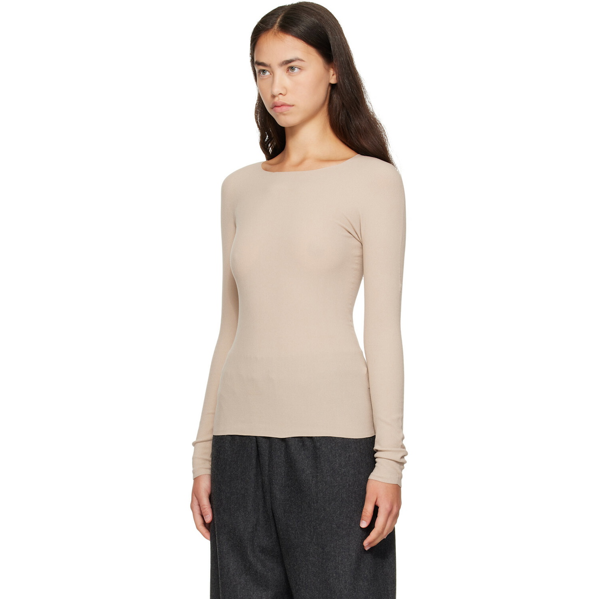 Jil Sander Beige Ribbed T-shirt