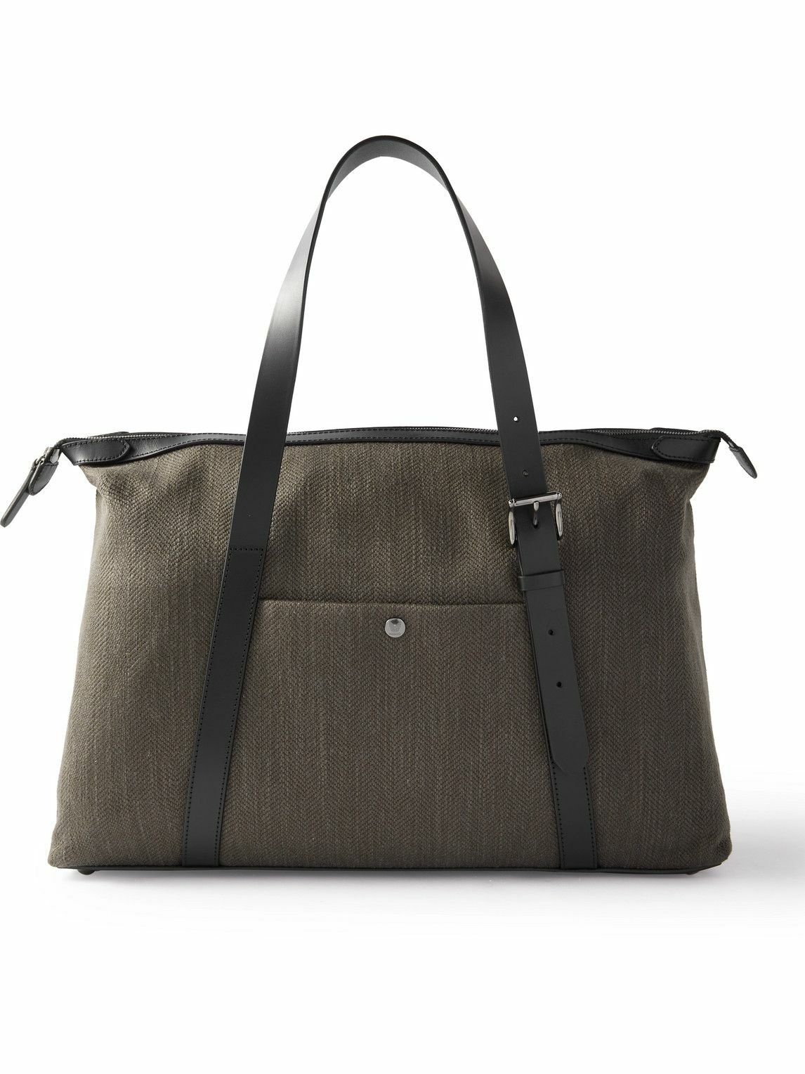 Mismo - Leather-Trimmed Herringbone Canvas Holdall Mismo