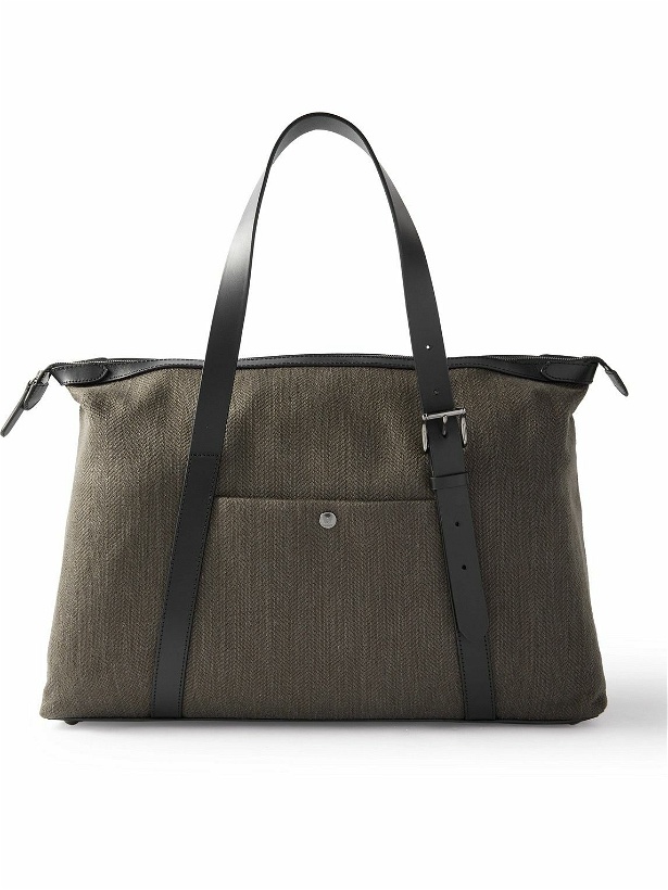 Photo: Mismo - Leather-Trimmed Herringbone Canvas Holdall
