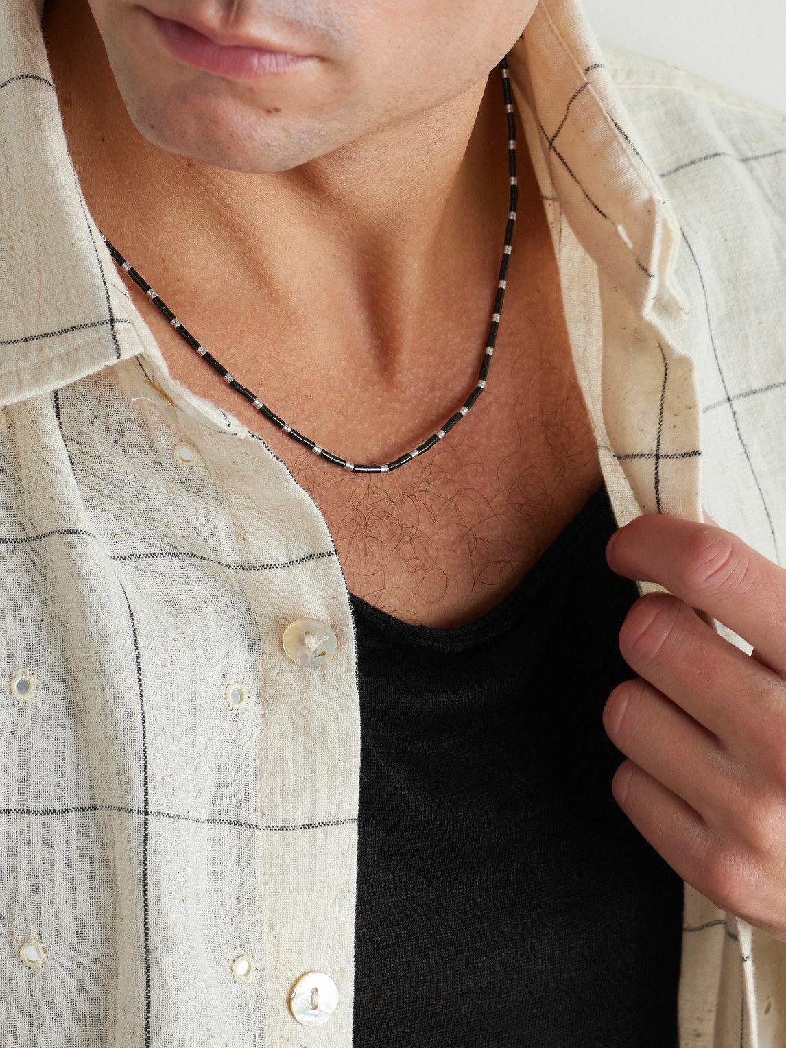 Mikia - Onyx, Hematite and Silver Beaded Necklace