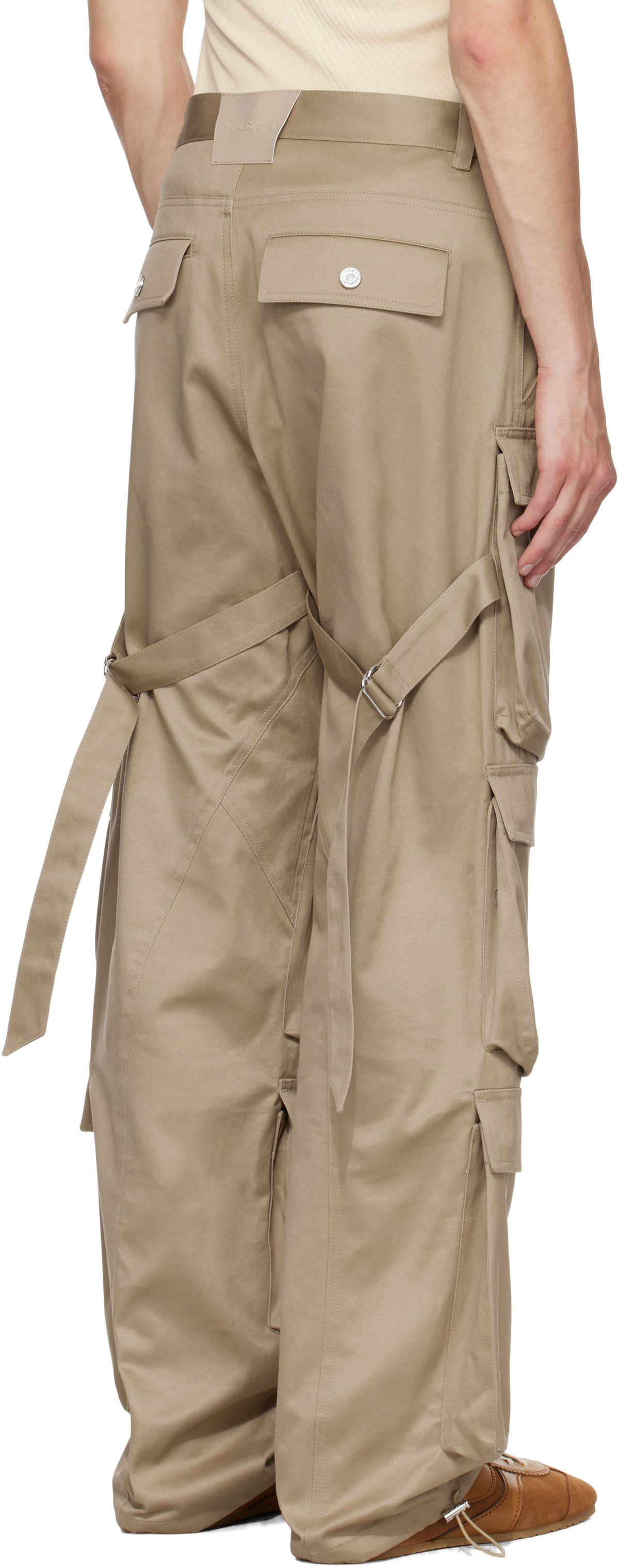 Mugler Beige Cinch Strap Cargo Pants