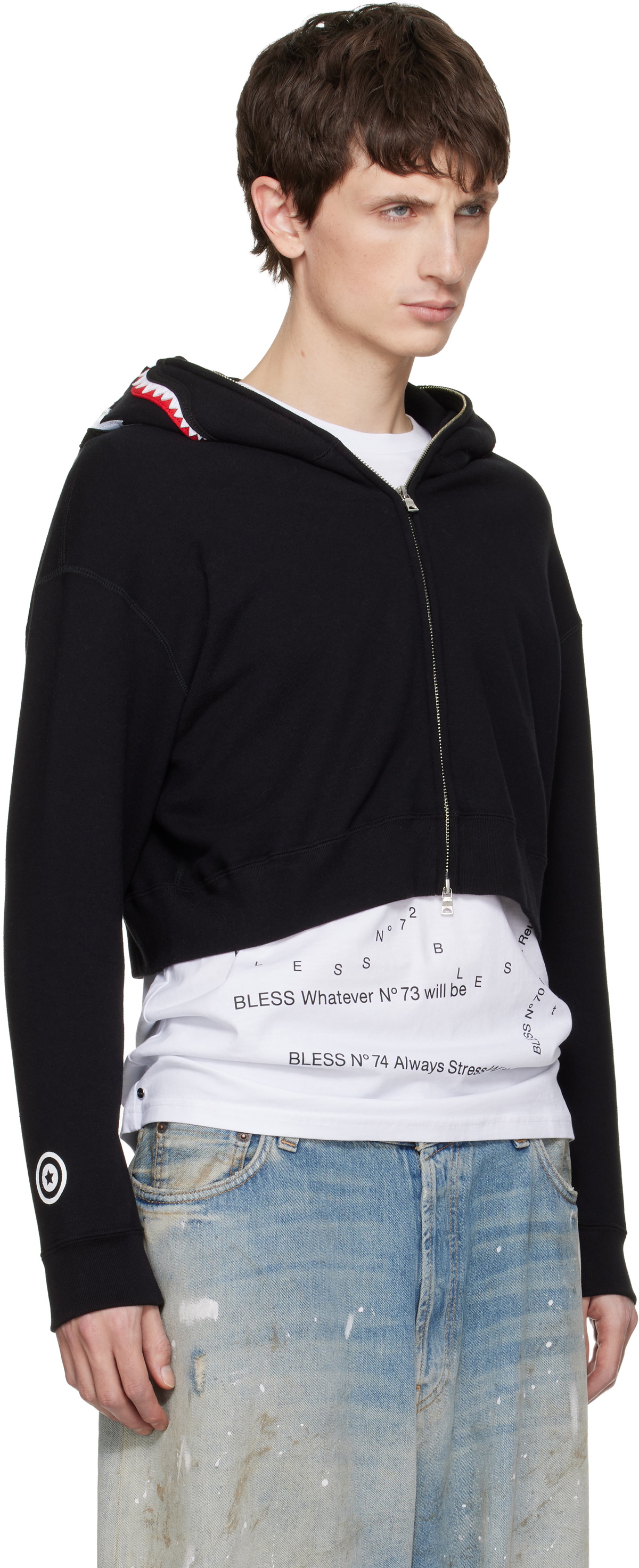 BAPE Black Shark Cropped Full Zip Hoodie