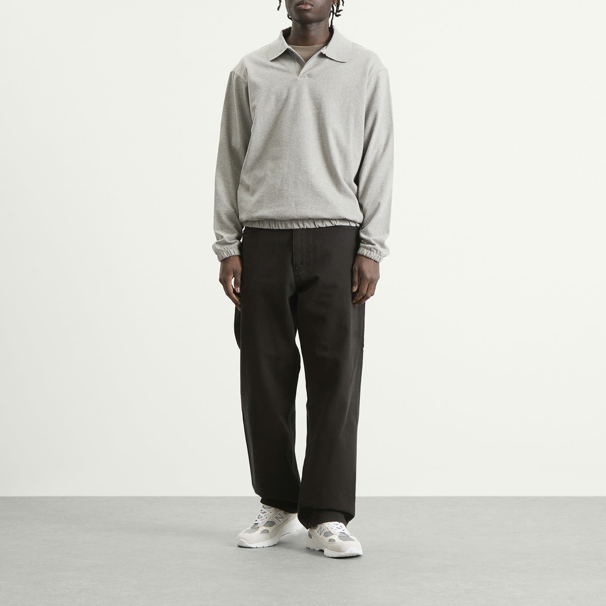Norse Projects Men's Sylane Relaxed Jersey Polo in Grey Melange