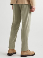 Brunello Cucinelli - Straight-Leg Pleated Cotton-Corduroy Trousers - Green