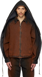 EGONlab Black & Orange Convertible Hooded Denim Jacket
