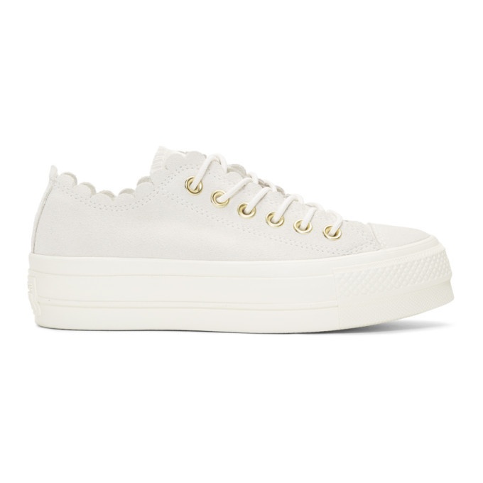 Off-White Suede Taylor All Star Lift Frilly Thrills Sneakers Converse