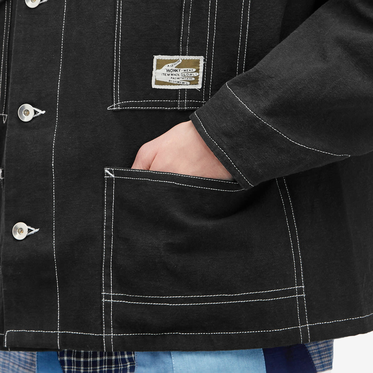 Story mfg. Men's Railroad Chore Jacket in Black Wonky-Wear Story Mfg.