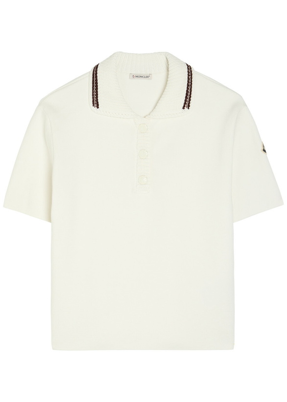 Photo: Moncler Knit-trim Cotton Polo Shirt White