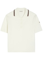 Moncler Knit-trim Cotton Polo Shirt White