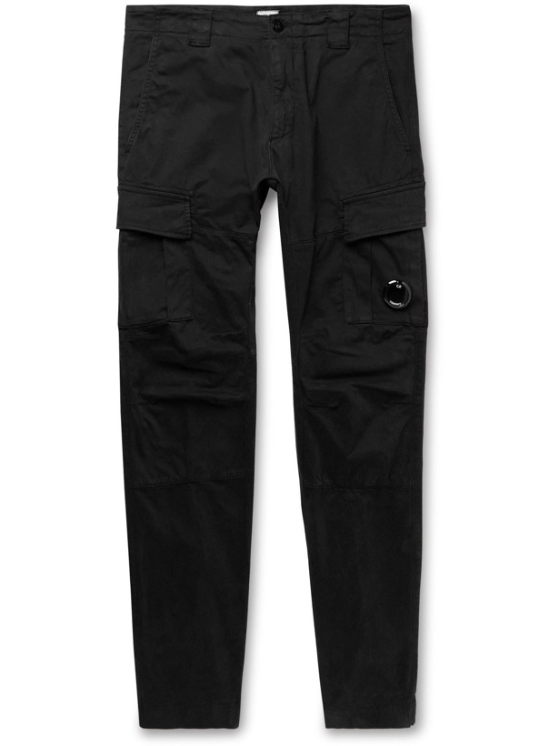 Photo: C.P. Company - Slim-Fit Tapered Garment-Dyed Stretch-Cotton Sateen Cargo Trousers - Black