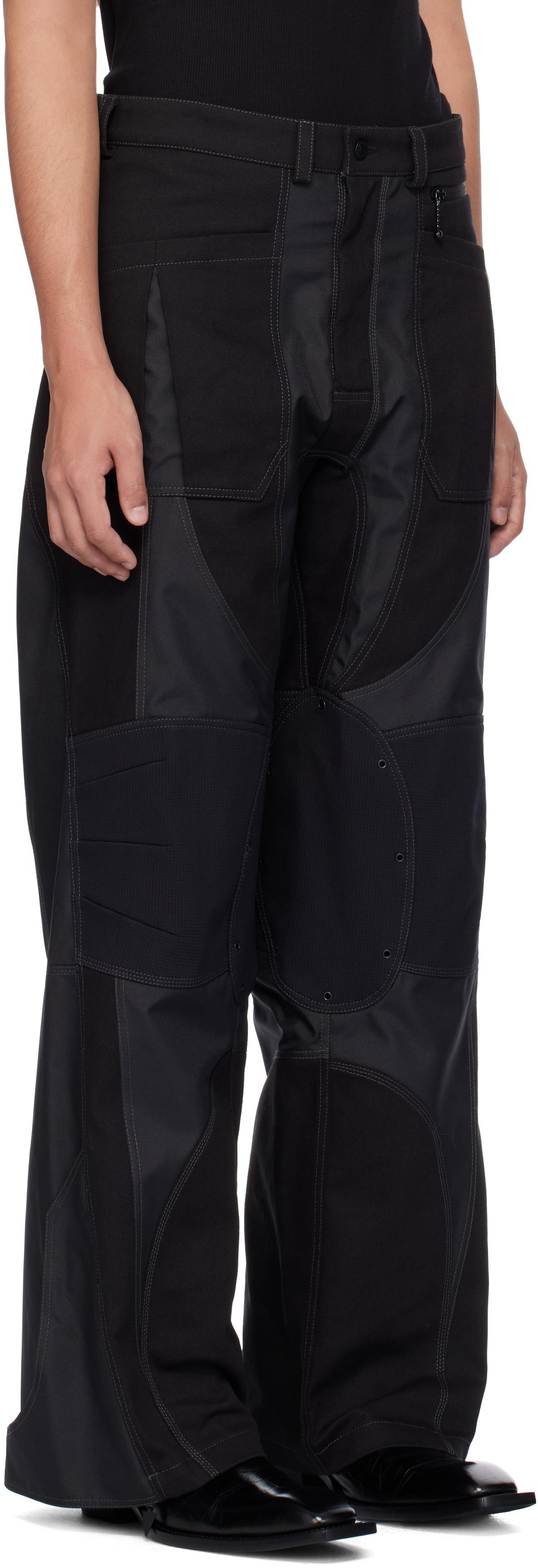 Mugler Black Technical Fabric Trousers