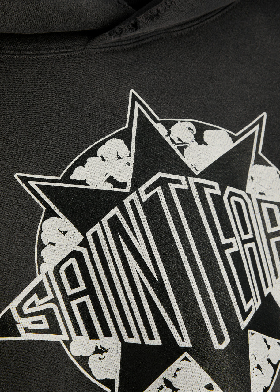 Saint Mxxxxxx X Denim Tears Hooded Cotton Sweatshirt Black