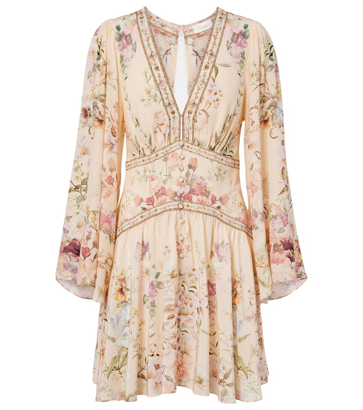 Photo: Camilla Embellished floral silk minidress