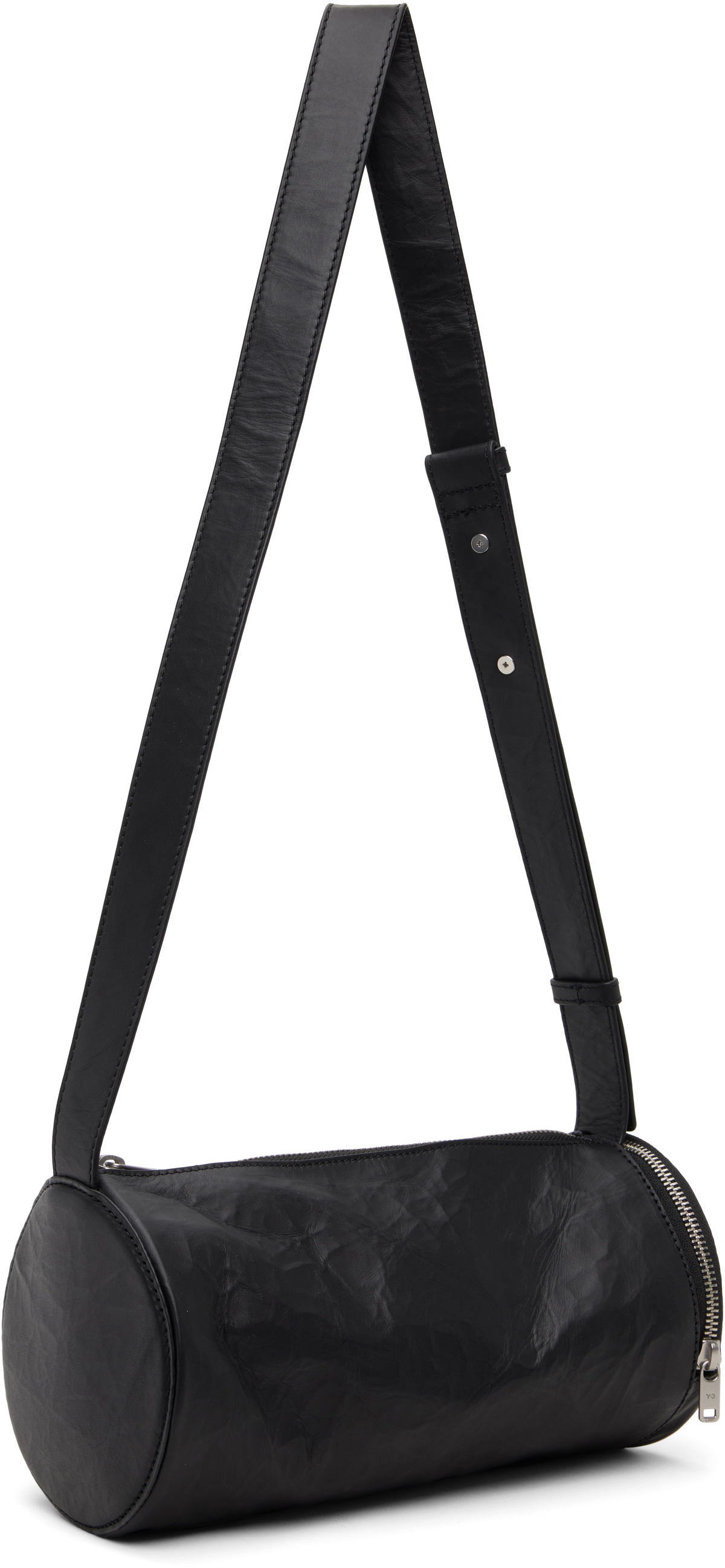 Y-3 Black 'Y-3' Leather Barrel Bag
