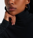 Alaïa Bobine leather-trimmed hoop earrings