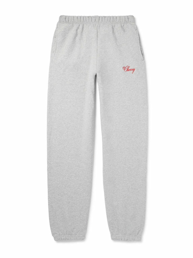 Photo: Cherry Los Angeles - Tapered Logo-Embroidered Sweatpants - Gray