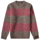 Raf Simons Men's Striped Mohair Crew Knit in Brown/Vintage Violet