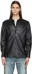 Enfants Riches Déprimés Black Leather Button-Down Shirt Jacket