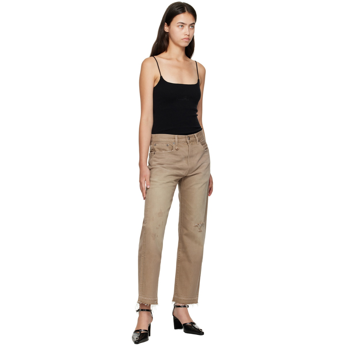 R13 Tan Boyfriend Jeans