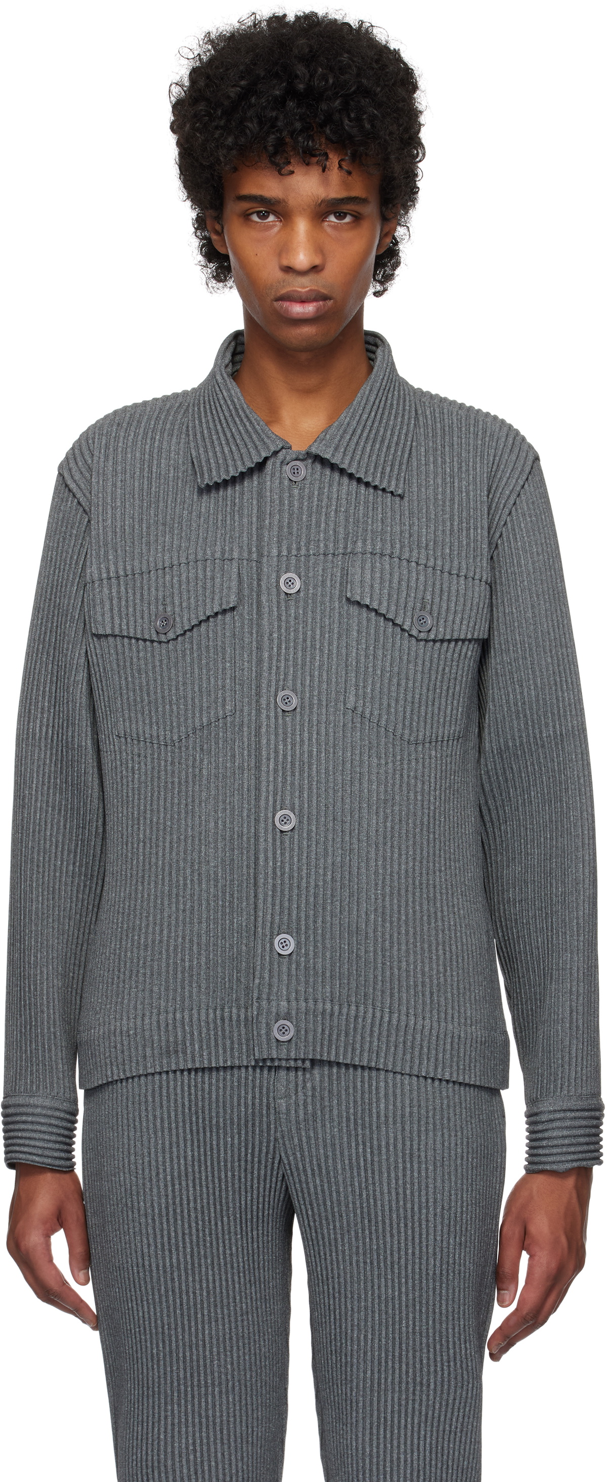 Homme plisse WOOL LIKE LIGHT ジャケット HOMME PLISSÉ ISSEY MIYAKE Gray Wool Like Light Jacket Homme Plisse